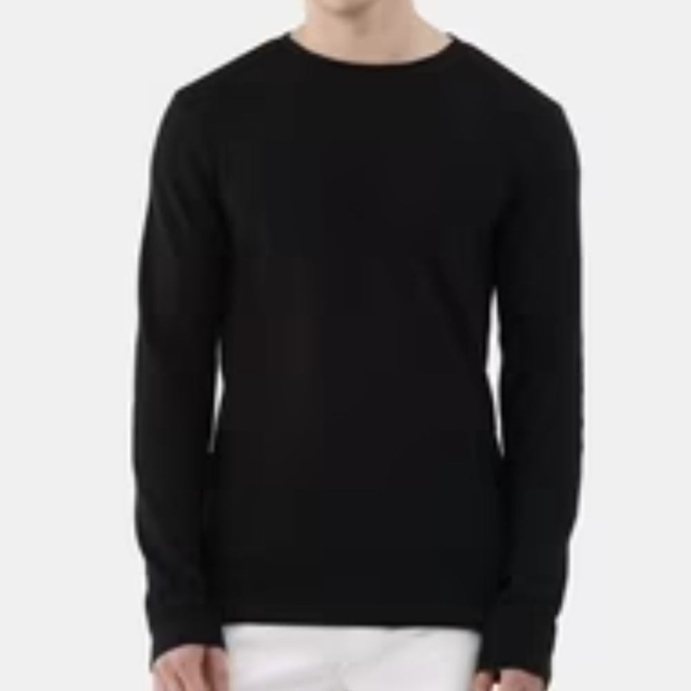 George Waffle Knit Thermal Black Crewneck Sweater for Men Size XXL